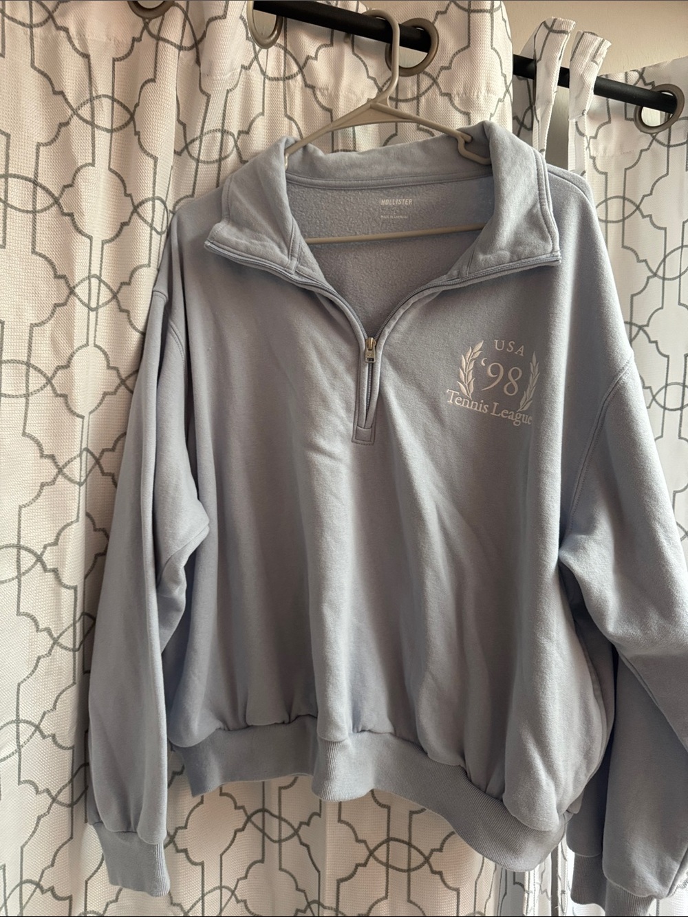 Hollister Light Blue '98 Tennis League Quarter-Zip Pullover